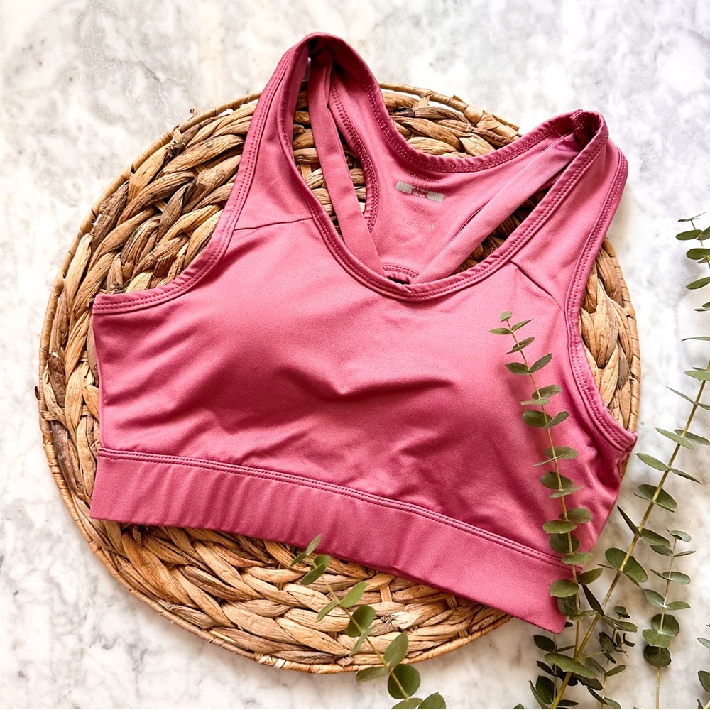 Shadow Sport Criss Cross Racerback Sports Bra in Heather Rose